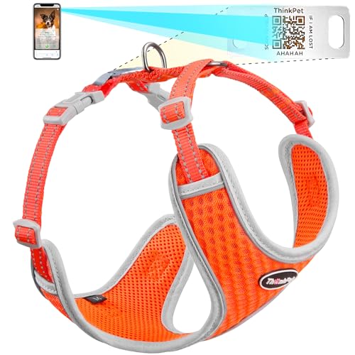 ThinkPet Hundegeschirr, reflektierend, atmungsaktiv, weiches Air-Mesh mit QR-Code, Hundemarke, Erstickungsfrei, für Welpen, kleine, mittelgroße Hunde und Katzen, Größe S, Orange ThinkPet Hundegeschirr, reflektierend, atmungsaktiv, weiches Air-Mesh mit QR-Code, Hundemarke, Erstickungsfrei, für Welpen, kleine, mittelgroße Hunde und Katzen, Größe S, Orange von ThinkPet