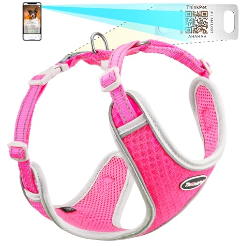 ThinkPet Hundemarke, reflektierend, atmungsaktiv, weiches Air-Mesh mit QR-Code, Erstickungsfrei, für Welpen, kleine, mittelgroße Hunde und Katzen, Größe XS, Rosenrot ThinkPet Hundemarke, reflektierend, atmungsaktiv, weiches Air-Mesh mit QR-Code, Erstickungsfrei, für Welpen, kleine, mittelgroße Hunde und Katzen, Größe XS, Rosenrot von ThinkPet
