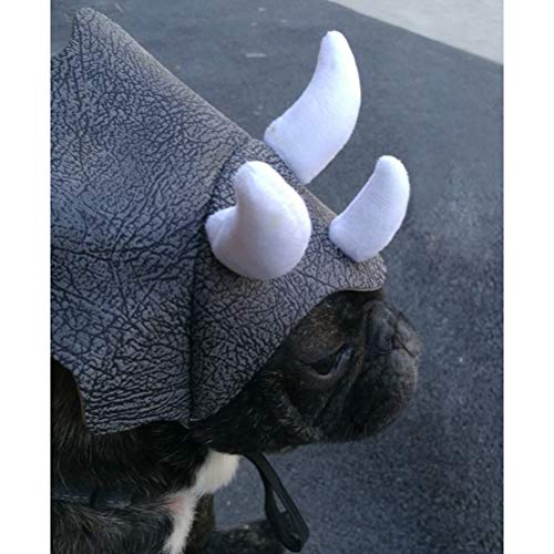 Thonlai Haustierkleidung Triceratops Lustiger Haustierhut, King of Horned Dragons Design, für Cosplay, Halloween -Partys und -veranstaltungen, Ideal für Katzen, Hunde mit Größeren Köpfen (Schwarz) von Thonlai