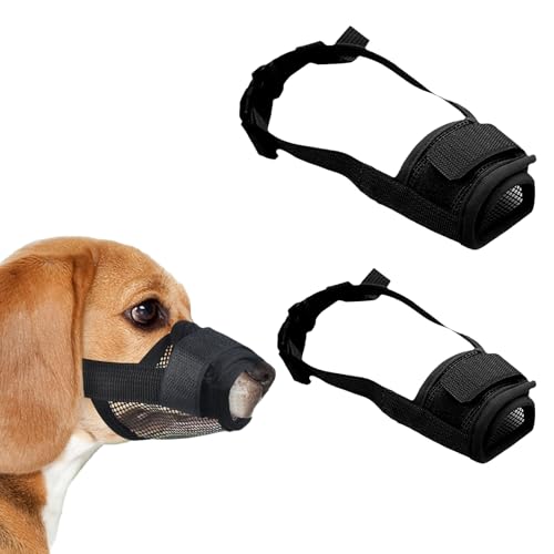 Thoquene 2 Stück Maulkörbe für Hunde, Weicher Hunde Maulkorb, Verstellbare Hundemaulkorb(Schwarz) von Thoquene