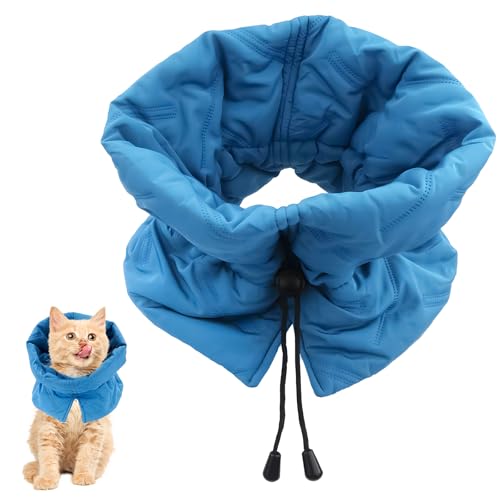 Thoquene Halskrause Katze Weich, Faltbaren Einstellbares katzenkragen leckschutz Post-Op (Blau, S) von Thoquene