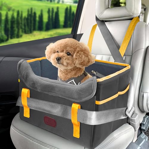 ThreeDokke Dog Lift Auto Sitz für kleine Hunde bis zu 15 kg - abnehmbar, waschbar Pet Auto Sitz mit Aufbewahrungstasche und Clip-On Sicherheitsgeschirr von ThreeDokke