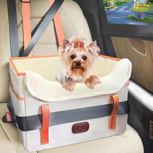 Threedokke Hundesitz Auto, Hundekorb Auto RüCksitz, Wasserdicht, Faltbar mit Clip-On Sicherheitsleine, Hunde Autositz für Kleine Hunde bis 15kg für Vorder-und RüCksitze von ThreeDokke