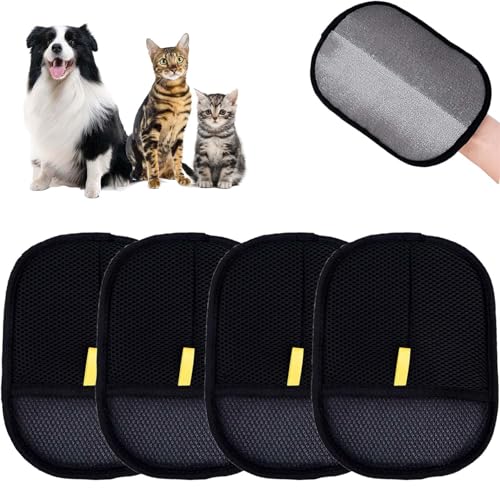 Threegoat Katzenhaarhandschuhe, Tierenthaarung, Wiederverwendbare Doppelseitige antistatische Handschuhe (4 Stück) von Threegoat