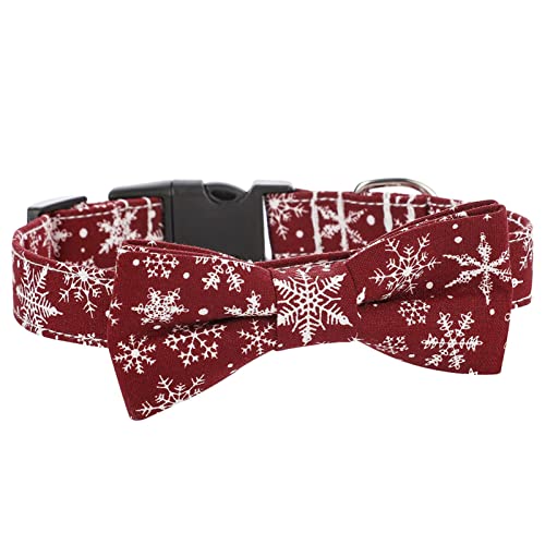 Thrivinger Weihnachten Krawatte für Haustiere - Weiche und bequeme Fliege Halsbänder mit Schneeflocken-Print Geeignet für Haustiere S/M/L - Weihnachtskleid (mit Schnalle) von Thrivinger