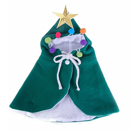 Weihnachtskostüm für Haustiere, Umhang für Hunde, Katze, mit Sternen und Pompons, Halsband mit Schleife, Katzenkostüm für Weihnachtshunde, 1 Packung Spielzeug für von Thrivinger