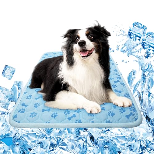 Thupmuk Kühlmatte für den Sommer – wiederverwendbares und tragbares Hundebett, Kühlkissen für Hund und Katze, Knochenmuster, waschbar, ungiftig, kein Wasser erforderlich von Thupmuk