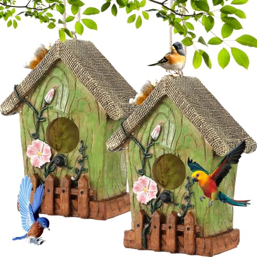 Thyle Vogelhäuser zum Aufhängen im Freien, 16,8 cm, bunt, dekorative Vogelhäuser für draußen, Terrasse, Garten, Hinterhof, Innenhof, Dekoration, Geschenk, 2 Stück Thyle Vogelhäuser zum Aufhängen im Freien, 16,8 cm, bunt, dekorative Vogelhäuser für draußen, Terrasse, Garten, Hinterhof, Innenhof, Dekoration, Geschenk, 2 Stück von Thyle