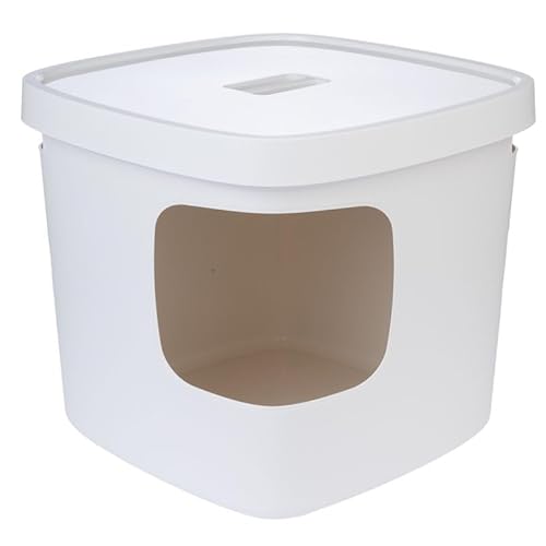 TIAKI Haubentoilette Devon | Quadratische Katzentoilette | Abnehmbarer Deckel | ideal in Ecken | Maße: L 49,5 x B 49,5 x H 43 cm von TiAki