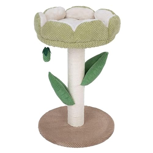 TIAKI Nature Kratzbaum Blossom | Katzenkratzbaum | einzigartiges Design mit abnehmbarem Blütenbett | Kratzstamm aus Jute | Höhe: 60 cm (hellgrün) von TiAki