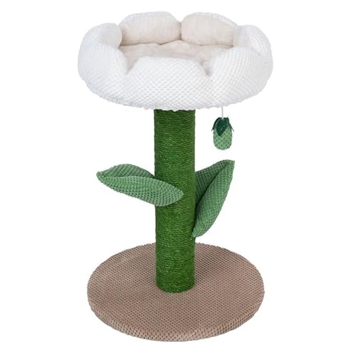 TIAKI Nature Kratzbaum Blossom | Katzenkratzbaum | einzigartiges Design mit abnehmbarem Blütenbett | Kratzstamm aus Jute | Höhe: 60 cm (weiß) von TiAki