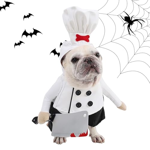 Tiajingzi Halloween-Kostüme für Hunde – Hundekoch, Halloween-Kostüme, Hut, Kleidung, verstellbare Haustierkleidung mit Koch-Shirt, , Outfits, lustige Foto-Requisiten für Cosplay, Spazierengehen Tiajingzi Halloween-Kostüme für Hunde – Hundekoch, Halloween-Kostüme, Hut, Kleidung, verstellbare Haustierkleidung mit Koch-Shirt, , Outfits, lustige Foto-Requisiten für Cosplay, Spazierengehen von Tiajingzi