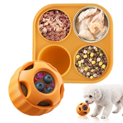 Tiajingzi Hunde-Puzzle-Spielzeug, Anreicherungsspielzeug, Leckerli-Spender, Ball – Futterbehälter für aggressive Kauer, Zahnen, Übung, Stimulation, beschäftigte Langeweile von Tiajingzi