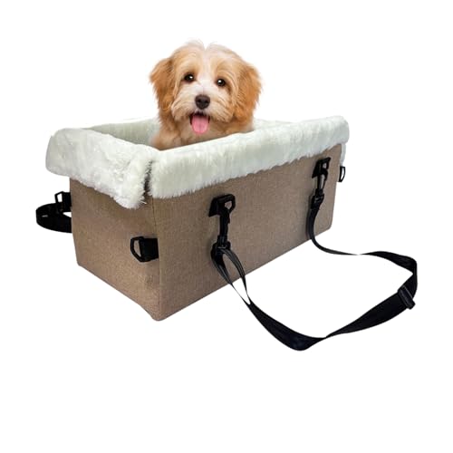 Tiajingzi Mittelkonsole Hundesitz, Autositz für kleine Hunde, Mittelkonsole mit Sicherheitsschnalle, Haustierzubehör mit Kissen für Vorderarmlehne, hinten, kleine SUV, LKW, Katze, tägliches Pendeln von Tiajingzi