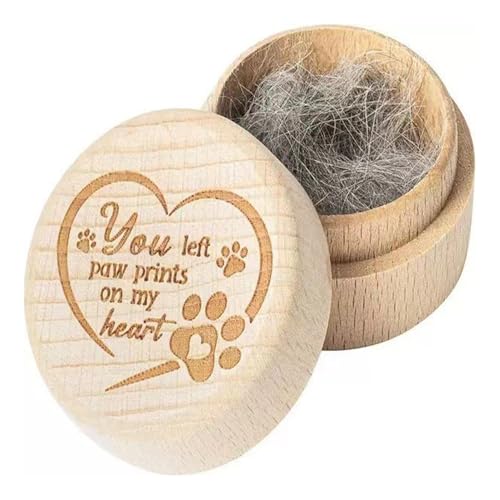 Tiajingzi Tierhaare Andenkenbox, Hund Katze Haar Asche Behälter, Holz Tierhaare Memorial Box, Holz Gravierte Hundezahnbox, Katzen Asche Urnen Asche Behälter zur Aufbewahrung von Katzen Hundehaaren von Tiajingzi
