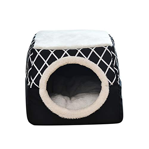 Hunde-Weltraumhelm Hundehaus Hund Kaschmir Haus Plaid Katzenhaus Diamond House Heimtierbedarf Mini Bucket Hat Für Katzen (Black, XL) von TianWlio