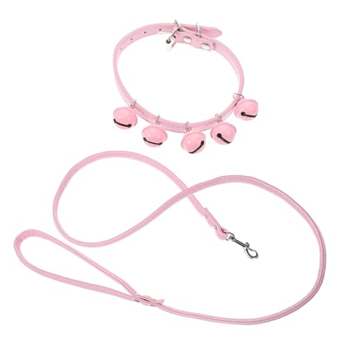 Haustier-Leine, Kätzchenhalsband und Leine, verstellbares Haustierhalsband mit Schnalle und Glöckchen, Geschirr für kleine Rassen, für kleine Haustiere, Rosa von TianqqYongyong