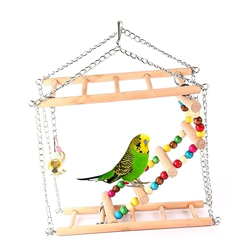 Papageienspielzeug, Vogelsitzstangen, Spielständer, Holzleiter mit Eisenkette, Spielzeug zum Klettern aus Bambus, die Schaukel, Papageien-Hängeleiter von TianqqYongyong