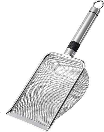 TianqqYongyong Metall-Katzenstreuschaufel, Haustier-Siebschaufel, mit langem Griff, Katzenkotschaufel, Haustierstreuschaufel (4,3 mm) von TianqqYongyong