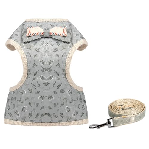 TiaoBug Anti-Flucht Hundegeschirr Set Atmungsaktives Mesh-Geschirr Leine für Hunde mit Komfort-Polsterung Graue Blume L TiaoBug Anti-Flucht Hundegeschirr Set Atmungsaktives Mesh-Geschirr Leine für Hunde mit Komfort-Polsterung Graue Blume L von TiaoBug