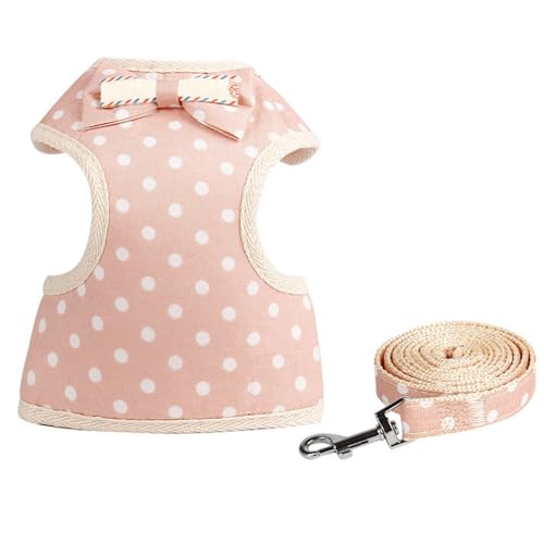 TiaoBug Anti-Flucht Hundegeschirr Set Atmungsaktives Mesh-Geschirr Leine für Hunde mit Komfort-Polsterung Rosa Punkt XS TiaoBug Anti-Flucht Hundegeschirr Set Atmungsaktives Mesh-Geschirr Leine für Hunde mit Komfort-Polsterung Rosa Punkt XS von TiaoBug