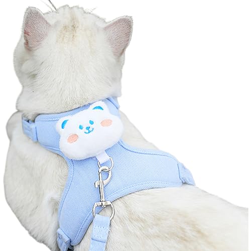 TiaoBug Anti-Zug Hundegeschirr & Leinen-Set Verstellbares Katzen Sicherheitsgeschirr Fluchtsicheres Haustier Geschirr Blue&1.2m Leash M von TiaoBug