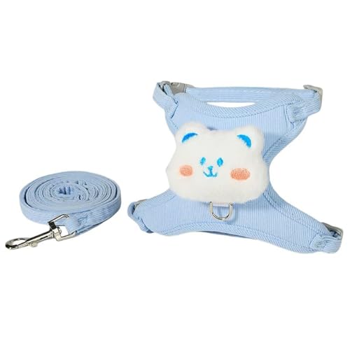 TiaoBug Anti-Zug Hundegeschirr & Leinen-Set Verstellbares Katzen Sicherheitsgeschirr Fluchtsicheres Haustier Geschirr Blue&1.8m Leash S von TiaoBug