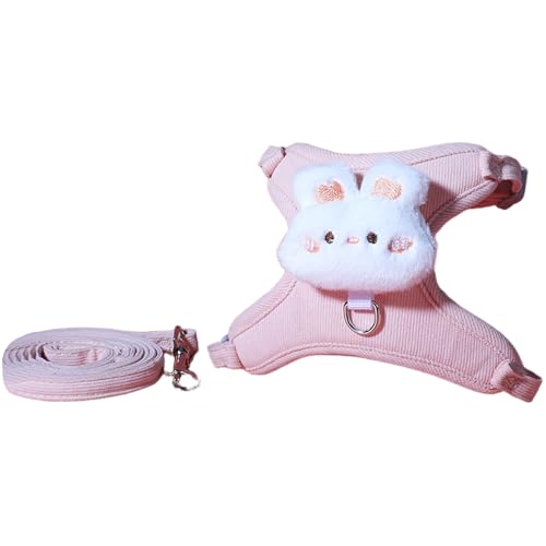 TiaoBug Anti-Zug Hundegeschirr & Leinen-Set Verstellbares Katzen Sicherheitsgeschirr Fluchtsicheres Haustier Geschirr Pink&1.2m Leash S von TiaoBug