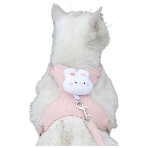 TiaoBug Anti-Zug Hundegeschirr & Leinen-Set Verstellbares Katzen Sicherheitsgeschirr Fluchtsicheres Haustier Geschirr Pink&1.8m Leash M von TiaoBug