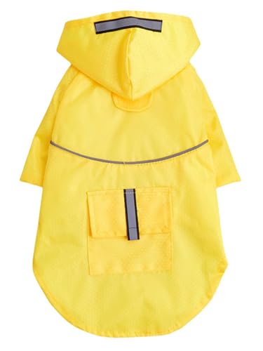 TiaoBug Atmungsaktive Regenjacke für Hunde mit Kapuze Wasserdichtes Mesh-Hundemantel mit verstellbaren Verschlüssen Gelb XL von TiaoBug
