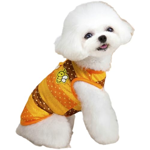 TiaoBug Atmungsaktives Mesh Hundeshirt für Sommer Leichtes Tanktop mit D-Ring für kleine Hunde Welpen Orange XS TiaoBug Atmungsaktives Mesh Hundeshirt für Sommer Leichtes Tanktop mit D-Ring für kleine Hunde Welpen Orange XS von TiaoBug