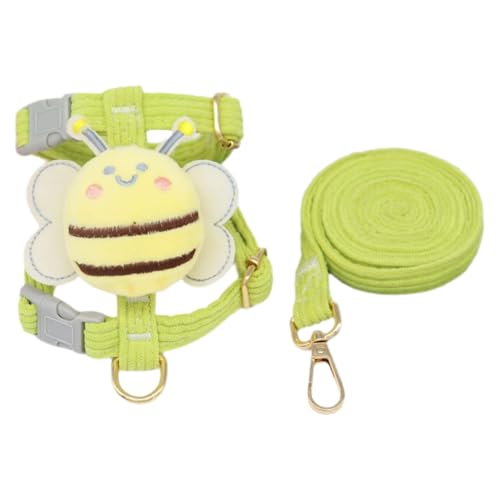 TiaoBug Bienen-Hundegeschirr mit Leine Atmungsaktives Spazier-Set für Katzen Kaninchen kleine Hunde Grün S von TiaoBug