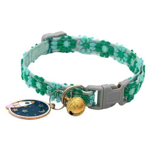 TiaoBug Blumen Haustier Halsband mit Glöckchen Verstellbares Katzenhalsband mit Glocke Haustierhalsband Green&Blue One Size TiaoBug Blumen Haustier Halsband mit Glöckchen Verstellbares Katzenhalsband mit Glocke Haustierhalsband Green&Blue One Size von TiaoBug