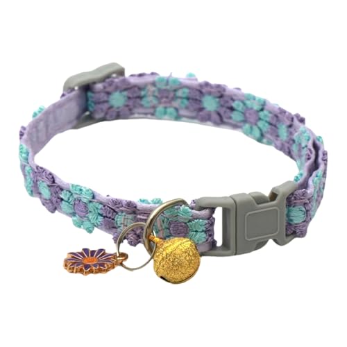 TiaoBug Blumen Haustier Halsband mit Glöckchen Verstellbares Katzenhalsband mit Glocke Haustierhalsband Violett One Size TiaoBug Blumen Haustier Halsband mit Glöckchen Verstellbares Katzenhalsband mit Glocke Haustierhalsband Violett One Size von TiaoBug