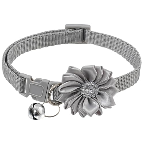 TiaoBug Funkelndes Halsband für Hunde & Katzen mit Glöckchen Verstellbares Glitzer-Halsband für Party-Zubehör Grau One Size von TiaoBug
