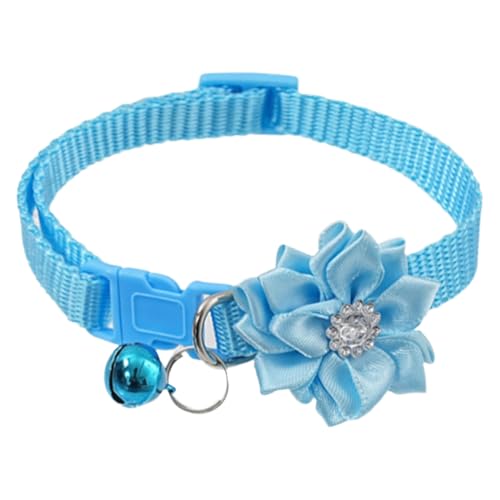 TiaoBug Funkelndes Halsband für Hunde & Katzen mit Glöckchen Verstellbares Glitzer-Halsband für Party-Zubehör Himmelblau One Size von TiaoBug