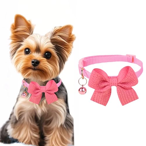 TiaoBug Funkelndes Halsband für Hunde & Katzen mit Glöckchen Verstellbares Glitzer-Halsband für Party-Zubehör Rosa A One Size von TiaoBug