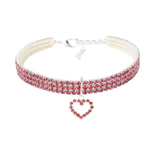 TiaoBug Glitzer Halsband für Katzen Hunde Mit Strass Herzanhänger für Hochzeiten Fotoshootings Hot Pink M TiaoBug Glitzer Halsband für Katzen Hunde Mit Strass Herzanhänger für Hochzeiten Fotoshootings Hot Pink M von TiaoBug