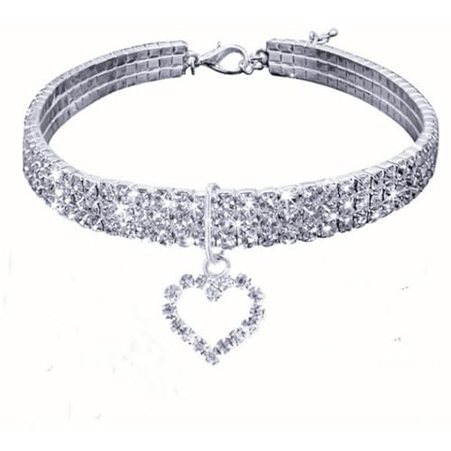 TiaoBug Glitzer Halsband für Katzen Hunde Mit Strass Herzanhänger für Hochzeiten Fotoshootings Weiß M TiaoBug Glitzer Halsband für Katzen Hunde Mit Strass Herzanhänger für Hochzeiten Fotoshootings Weiß M von TiaoBug