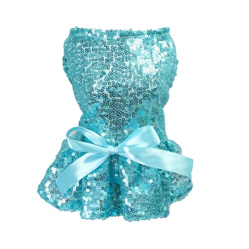 TiaoBug Glitzer Hundekleid mit Pailletten Tutu-Rock Prinzessinnen Kostüm mit Festliches Outfit für Hochzeiten Geburtstage Partys Blau XS TiaoBug Glitzer Hundekleid mit Pailletten Tutu-Rock Prinzessinnen Kostüm mit Festliches Outfit für Hochzeiten Geburtstage Partys Blau XS von TiaoBug