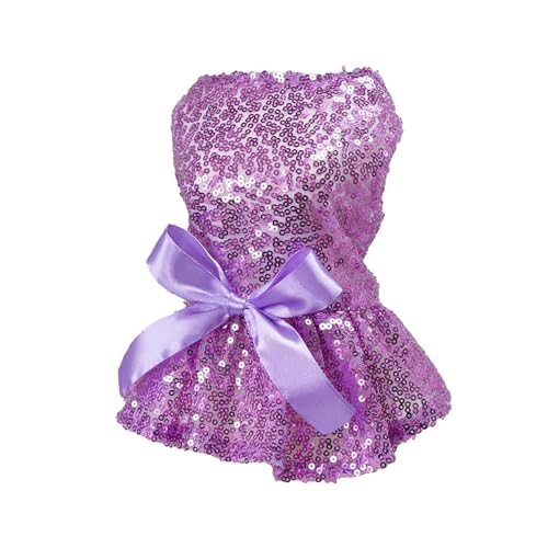 TiaoBug Glitzer Hundekleid mit Pailletten Tutu-Rock Prinzessinnen Kostüm mit Festliches Outfit für Hochzeiten Geburtstage Partys Violett XL TiaoBug Glitzer Hundekleid mit Pailletten Tutu-Rock Prinzessinnen Kostüm mit Festliches Outfit für Hochzeiten Geburtstage Partys Violett XL von TiaoBug
