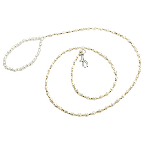 TiaoBug Halsbänder mit Perlen für Damen Eleganter Hundeleine mit Verschlusshaken für kleine und mittlere Hunde und Katzen White& Gold One Size TiaoBug Halsbänder mit Perlen für Damen Eleganter Hundeleine mit Verschlusshaken für kleine und mittlere Hunde und Katzen White& Gold One Size von TiaoBug