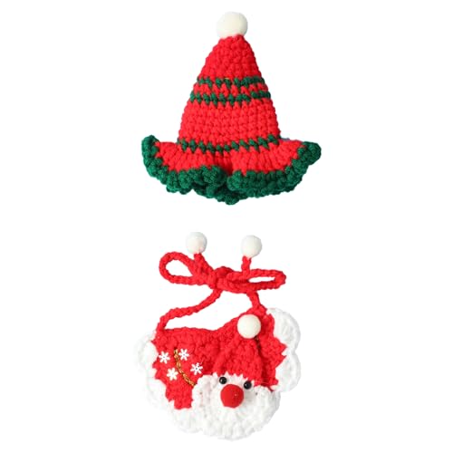 TiaoBug Haustier Weihnachtskostüm Set Welpe Hunde Katze Weihnachtsmütze Gestrickt Nikolaus Hut Lätzchen Halstuch für Weihnachten Verkleidung Roter Weihnachtsmann L TiaoBug Haustier Weihnachtskostüm Set Welpe Hunde Katze Weihnachtsmütze Gestrickt Nikolaus Hut Lätzchen Halstuch für Weihnachten Verkleidung Roter Weihnachtsmann L von TiaoBug