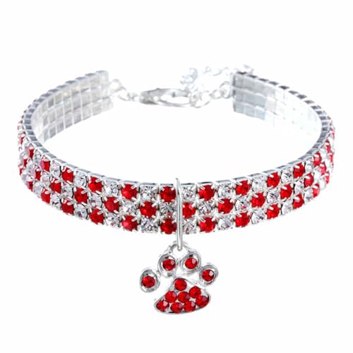 TiaoBug Haustierhalsband mit Diamanten Verstellbarer Hund Kragen Hochzeitskatze und Hund Kleiner Haustierhalskettenschmuck Red&White L TiaoBug Haustierhalsband mit Diamanten Verstellbarer Hund Kragen Hochzeitskatze und Hund Kleiner Haustierhalskettenschmuck Red&White L von TiaoBug