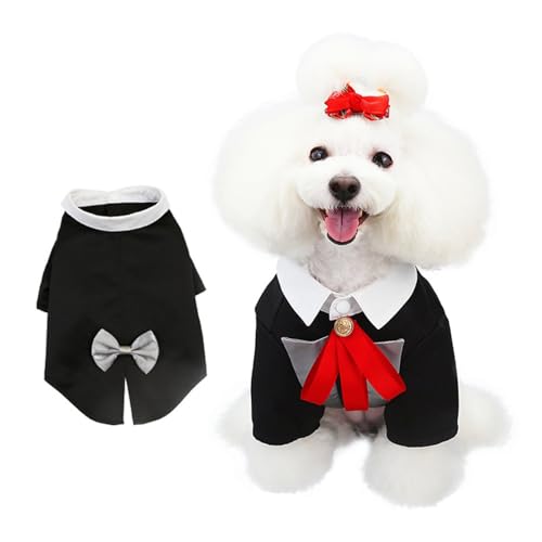 TiaoBug Hunde Hochzeitsanzug mit Fliege Elegantes Sakko mit Knopfleiste Formelles Haustier Kostüm für Brauthunde Silber XXL TiaoBug Hunde Hochzeitsanzug mit Fliege Elegantes Sakko mit Knopfleiste Formelles Haustier Kostüm für Brauthunde Silber XXL von TiaoBug