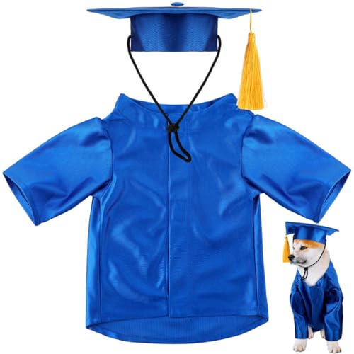 TiaoBug Hundeabschlusskappe und Kleid Hund Abschluss Kostüm Set Tassel Hut mit Kleid verstellbare lustige Haustier Kleidung Königsblau XS von TiaoBug