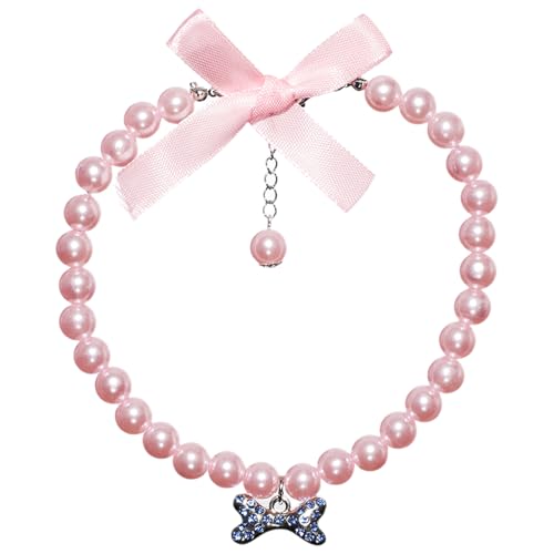 TiaoBug Hundehalsband mit Perlen Elegante Halskette für kleine mittlere Hunde Schmuckaccessoire für Hochzeit Fotoshooting Pink&Blue L TiaoBug Hundehalsband mit Perlen Elegante Halskette für kleine mittlere Hunde Schmuckaccessoire für Hochzeit Fotoshooting Pink&Blue L von TiaoBug