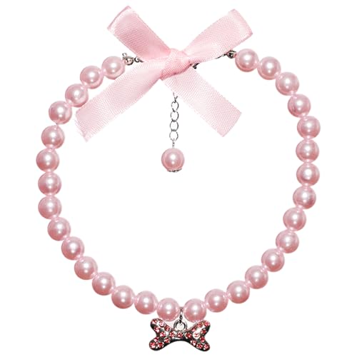 TiaoBug Hundehalsband mit Perlen Elegante Halskette für kleine mittlere Hunde Schmuckaccessoire für Hochzeit Fotoshooting Rosa M TiaoBug Hundehalsband mit Perlen Elegante Halskette für kleine mittlere Hunde Schmuckaccessoire für Hochzeit Fotoshooting Rosa M von TiaoBug