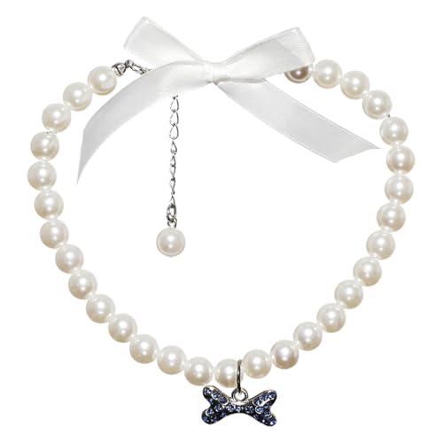 TiaoBug Hundehalsband mit Perlen Elegante Halskette für kleine mittlere Hunde Schmuckaccessoire für Hochzeit Fotoshooting White&Blue L TiaoBug Hundehalsband mit Perlen Elegante Halskette für kleine mittlere Hunde Schmuckaccessoire für Hochzeit Fotoshooting White&Blue L von TiaoBug