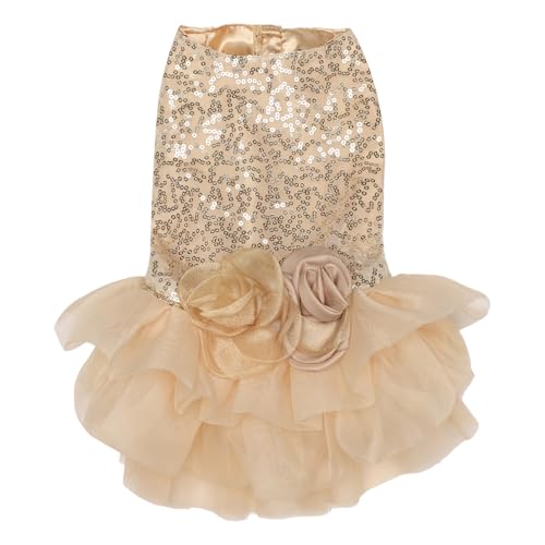 TiaoBug Hundekleid Bling Hunde Kleid Haustier Welpe Katze Prinzessin Hochzeitskostüm Sommer Komfortabler Kostüm Gold XL TiaoBug Hundekleid Bling Hunde Kleid Haustier Welpe Katze Prinzessin Hochzeitskostüm Sommer Komfortabler Kostüm Gold XL von TiaoBug